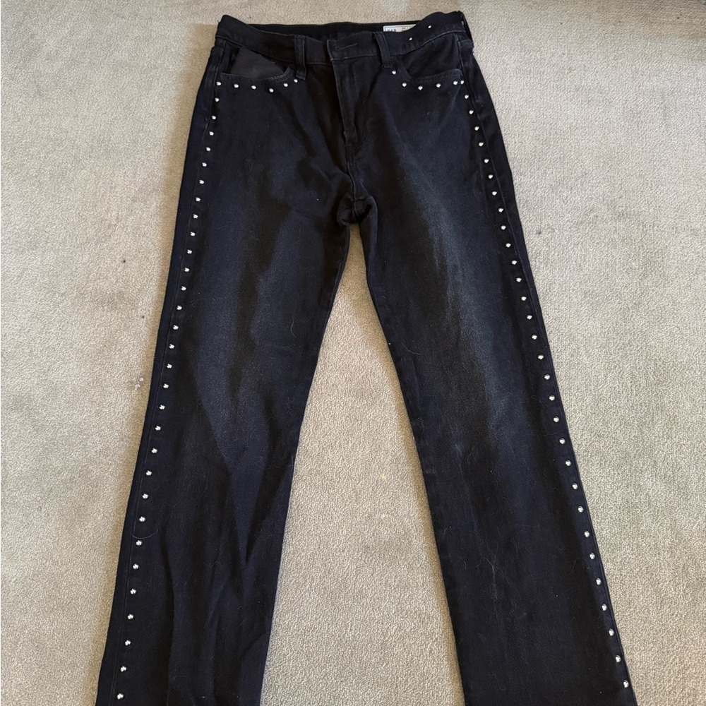 GAP Black Studded Straight Leg Jeans